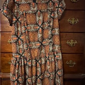 Forever 21 Orange and Brown Geometric Mini Dress